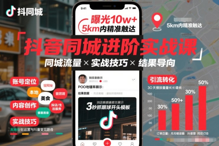 抖音同城进阶实战课，助你同城流量拿到结果-选优云网创