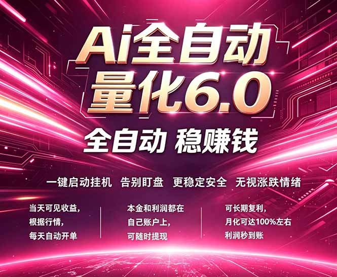 最新AI量化交易6.0，24小时自动运行，绿色稳定！日入1000+-选优云网创