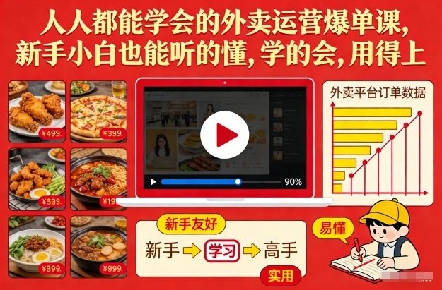 人人都能学会的外卖运营爆单课，新手小白也能听的懂，学的会，用得上-选优云网创
