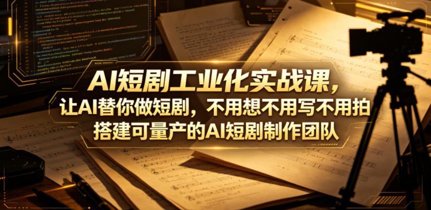 AI短剧工业化实战课，让AI替你做短剧，不用想不用写不用拍，搭建可量产的AI短剧制作团队-选优云网创