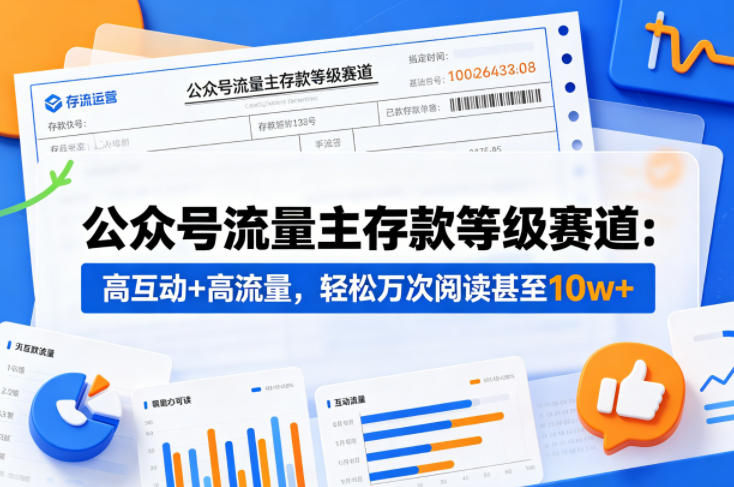 公众号流量主之存款等级赛道，高互动+高流量，轻松达到万次阅读，甚至10w+-选优云网创