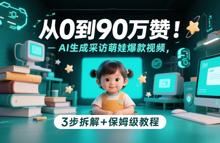 从0到90万赞：AI生成采访萌娃爆款视频，3步拆解+保姆级教程-选优云网创