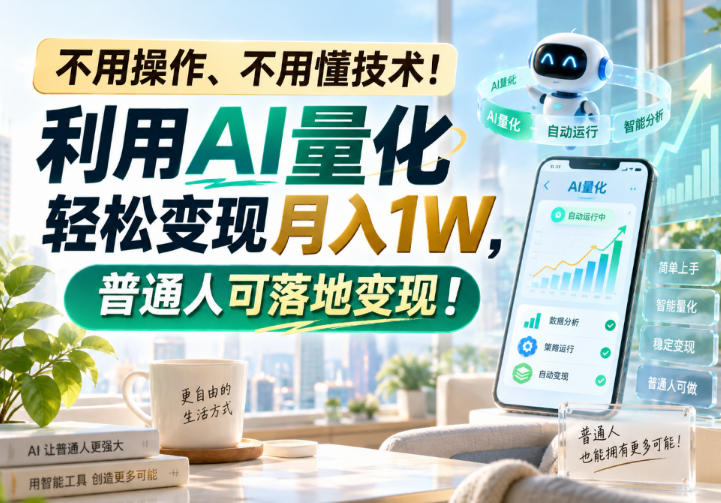 不用操作、不用懂技术！利用AI量化轻松变现月入1W，普通人可落地变现！【揭秘】-选优云网创