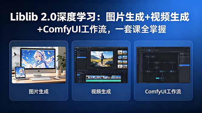 Liblib 2.0深度学习:图片生成+视频生成+ComfyUI工作流,一套课全掌握-选优云网创