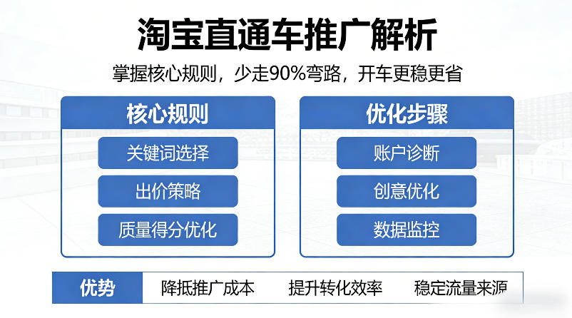 淘宝直通车推广解析，掌握核心规则，少走90%弯路，开车更稳更省-选优云网创