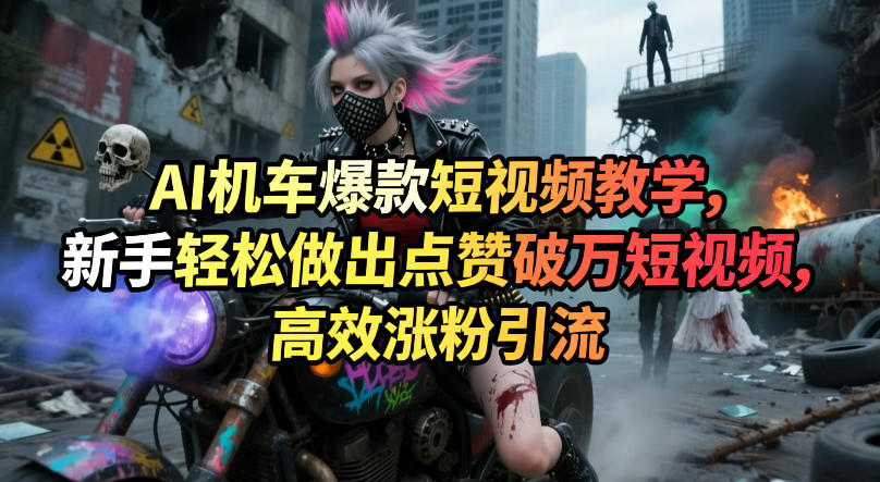 AI机车爆款短视频教学，新手轻松做出点赞破万短视频，高效涨粉引流-选优云网创