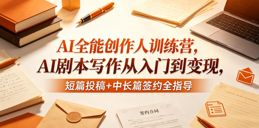 AI全能创作人训练营，AI剧本写作从入门到变现，短篇投稿+中长篇签约全指导-选优云网创