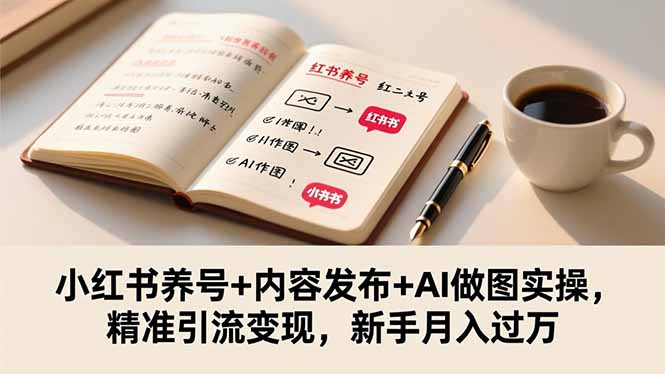 小红书养号+内容发布+AI做图实操，精准引流变现，新手月入过万-选优云网创