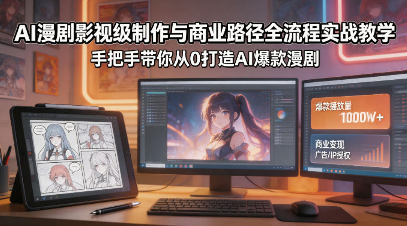 AI漫剧影视级制作与商业路径全流程实战教学，手带你从0打造AI爆款漫剧-选优云网创