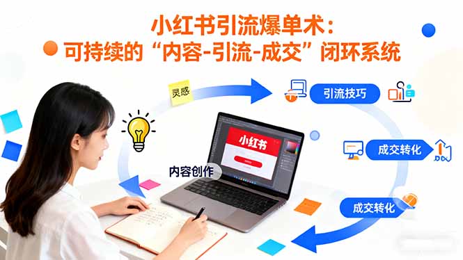 小红书引流爆单术：构建一套低成本 可持续的“内容-引流-成交”闭环系统-选优云网创