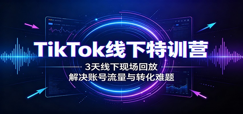 TikTok线下特训营：3天线下现场回放，解决账号流量与转化难题-选优云网创