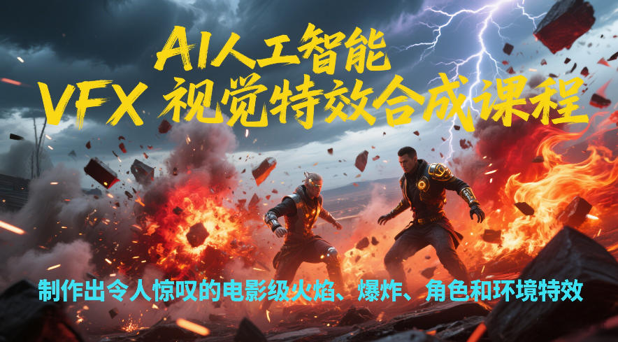 AI人工智能VFX视觉特效合成课程，制作出令人惊叹的电影级火焰、爆炸、角色和环境特效-选优云网创