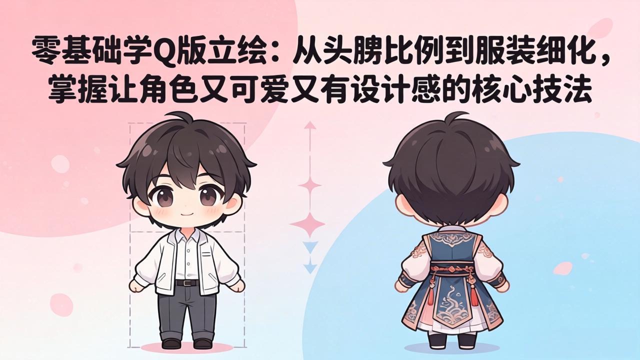 零基础学Q版立绘:从头身比例到服装细化,掌握让角色又可爱又有设计感的核心技法-选优云网创