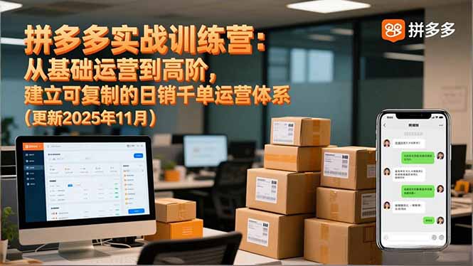 拼多多实战训练营：从基础运营到高阶，建立可复制的日销千单运营体系(更新11月-选优云网创