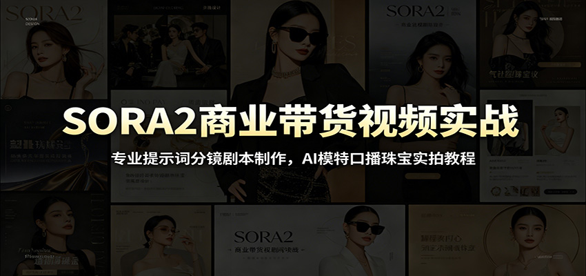 SORA2商业带货视频实战：专业提示词分镜剧本制作，AI模特口播珠宝实拍教程-选优云网创