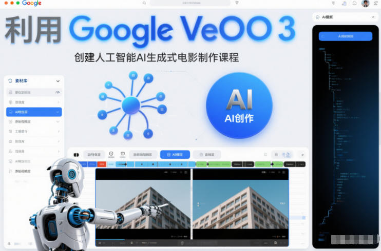 利l用Google Veo 3创建人工智能AI生成式电影制作课程，使用人工智能的力量创建令人惊叹的视频-选优云网创