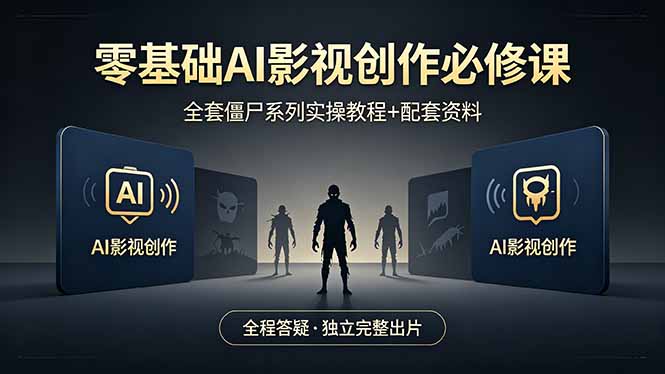 零基础AI影视创作必修课，全套僵尸系列实操教程加配套资料，全程答疑带你独立完整出片-选优云网创