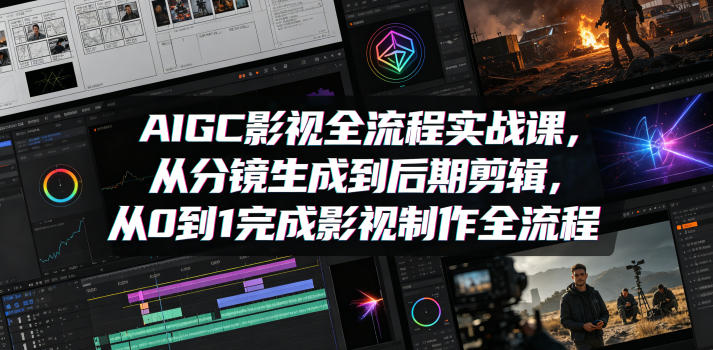 AIGC影视全流程实战课，从分镜生成到后期剪辑，从0到1完成影视制作全流程-选优云网创