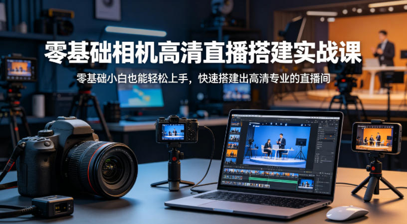 零基础相机高清直播间搭建实战课，小白也能轻松上手，快速搭建出高清专业的直播间-选优云网创