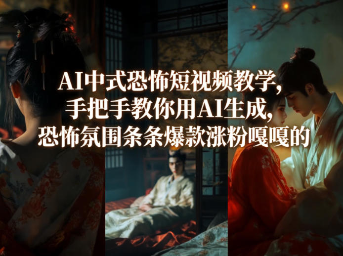 AI中式恐怖短视频教学，手把手教你用AI生成，恐怖氛围条条爆款涨粉嘎嘎的-选优云网创