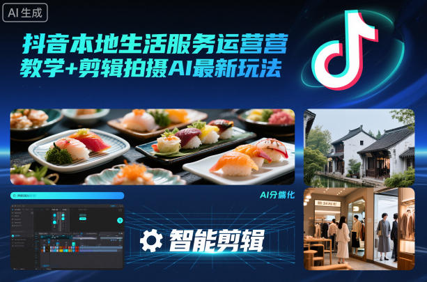 抖音本地生活服务运营教学+剪辑拍摄AI最新玩法-选优云网创