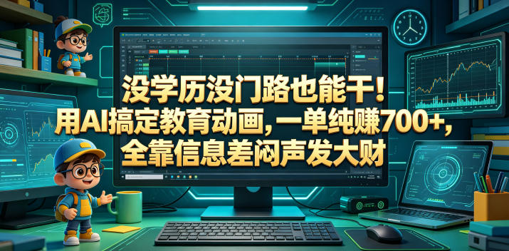 没学历没门路也能干！用AI搞定教育动画，一单纯賺700+，全靠信息差闷声发大财【揭秘】-选优云网创