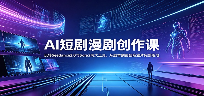 AI短剧漫剧创作课：玩转Seedance2.0与 Sora2两大工具，从剧本制图到商业片完整落地-选优云网创