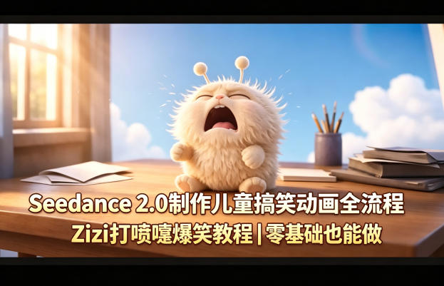 Seedance 2.0制作儿童搞笑动画全流程Zizi打喷嚏爆笑教程｜零基础也能做-选优云网创