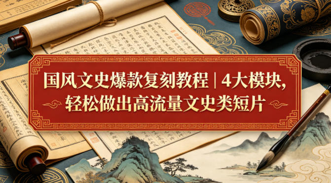 国风文史爆款复刻教程｜4大模块，轻松做出高流量文史类短片-选优云网创
