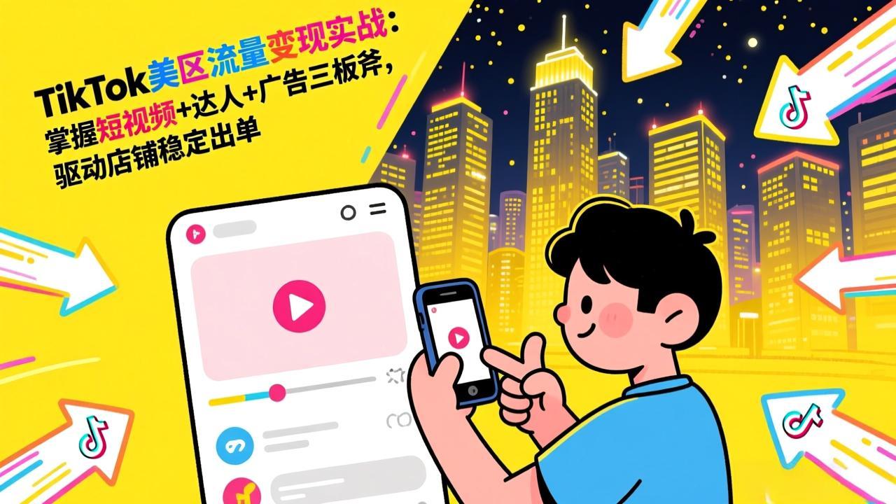 TikTok美区流量变现实战：掌握短视频+达人+广告三板斧，驱动店铺稳定出单-选优云网创