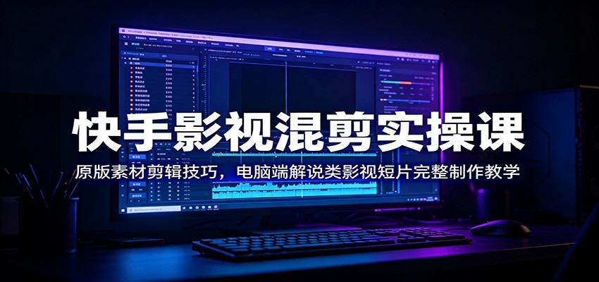 快手影视混剪实操课：原版素材剪辑技巧，电脑端解说类影视短片完整制作教学-选优云网创