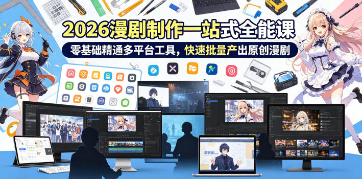 2026 AI漫剧制作一站式全能课,零基础精通多平台工具,快速批量产出原创漫剧-选优云网创