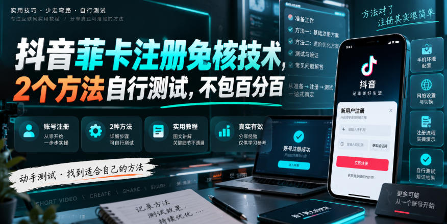 抖音菲卡注册免核技术，2个方法自行测试，不包百分百-选优云网创