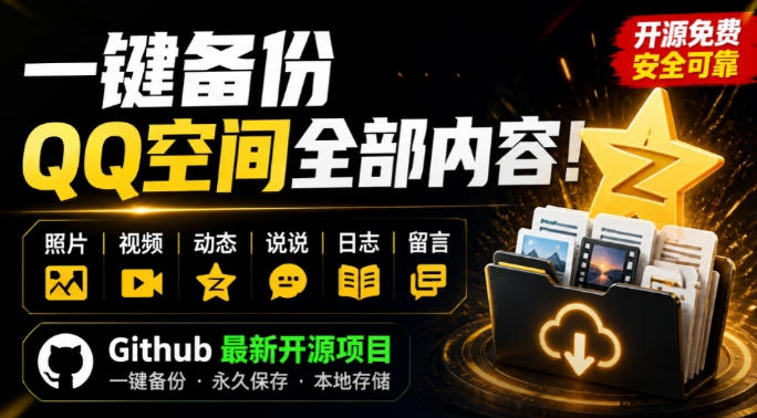 一键将你QQ空间全部内容备份下来！照片/视频/动态信息全存本地，Github最新开源项目QzoneArchive-选优云网创