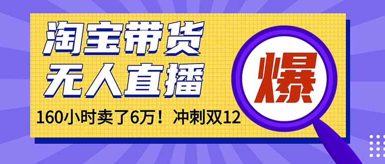 年前风口！淘宝带货，无人直播160小时卖了6万！-选优云网创