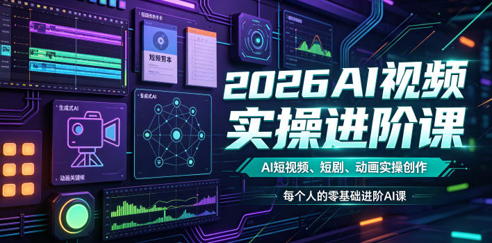 2026AI视频实操进阶课，AI短视频、短剧、动画实操创作，每个人的零基础进阶ai课-选优云网创
