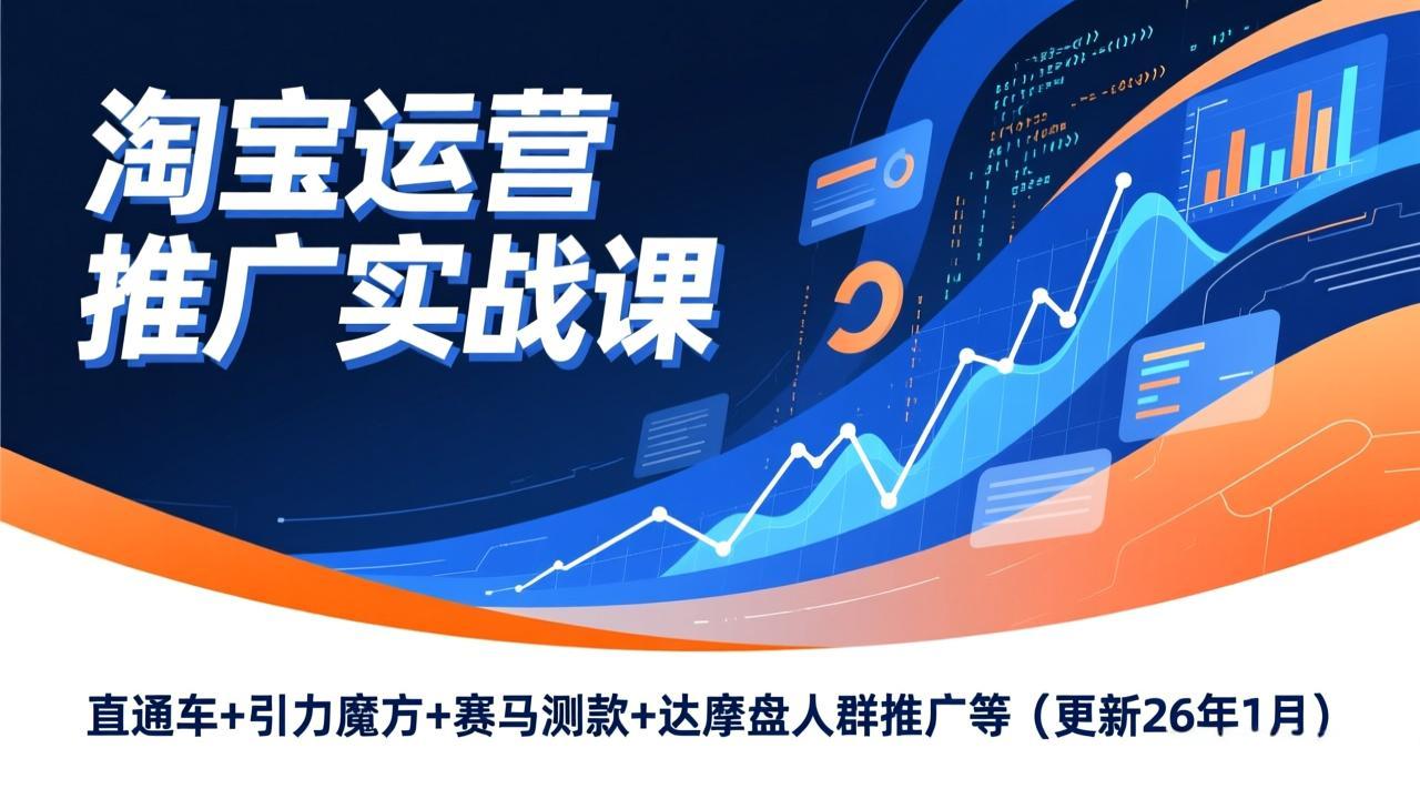 淘宝运营推广实战课，直通车+引力魔方+赛马测款+达摩盘人群推广等(更新26年1月-选优云网创