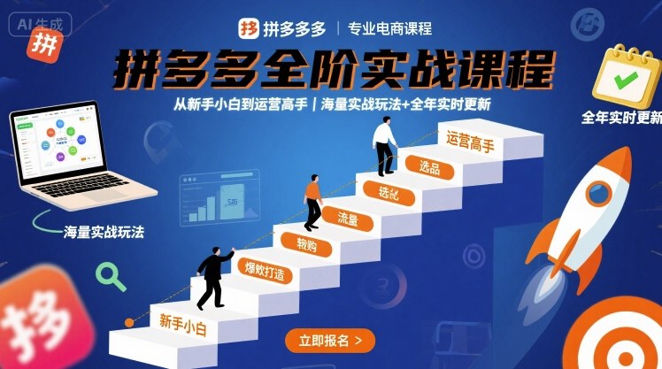 拼多多全阶实战课程，从新手小白到运营高手，海量实战玩法+全年实时更新【2025年10月更新】-选优云网创
