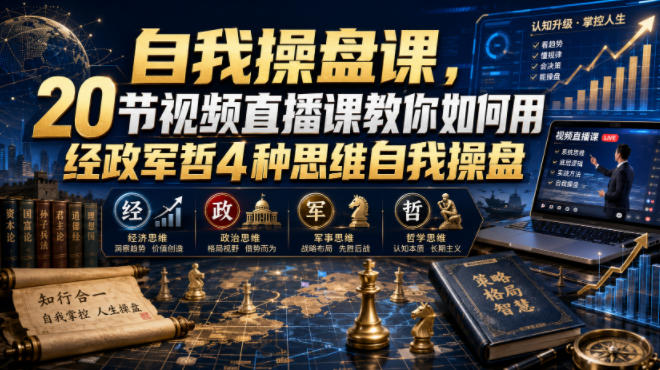 自我操盘课，20节视频直播课教你如何用经政军哲4种思维自我操盘-选优云网创