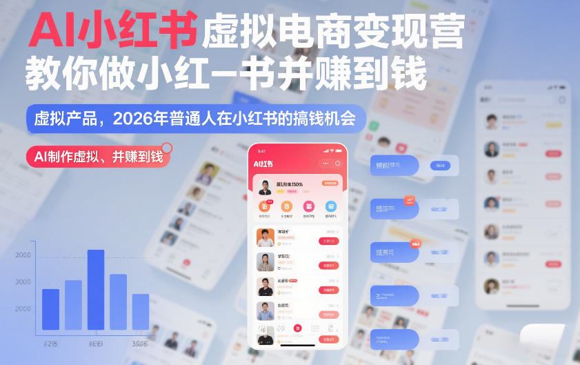 AI小红书虚拟电商变现营，教你做小红书并賺到钱，虚拟产品，2026年普通人在小红书的搞钱机会(完结)-选优云网创