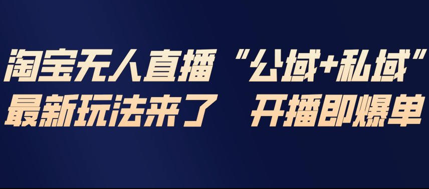 淘宝无人直播完整教程，公试+私域，最新玩法来了，开播即爆单-选优云网创