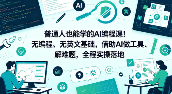 普通人也能学的AI编程课！无编程、无英文基础，借助AI做工具、解难题，全程实操落地-选优云网创