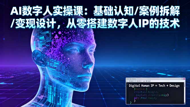 AI数字人实操课：基础认知/案例拆解/变现设计，从零搭建数字人IP的技术-选优云网创