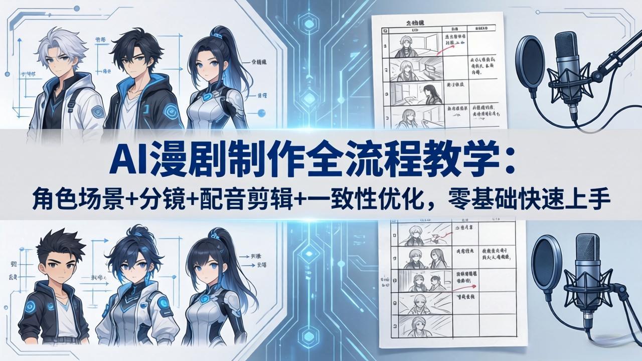 AI漫剧制作全流程教学：角色场景+分镜+配音剪辑+一致性优化，零基础快速上手-选优云网创