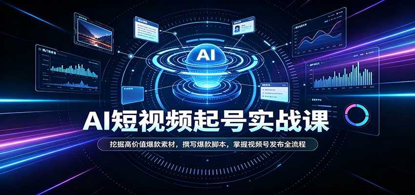 短视频AI起号实战课：挖掘高价值爆款素材，撰写爆款脚本，掌握视频号发布全流程-选优云网创