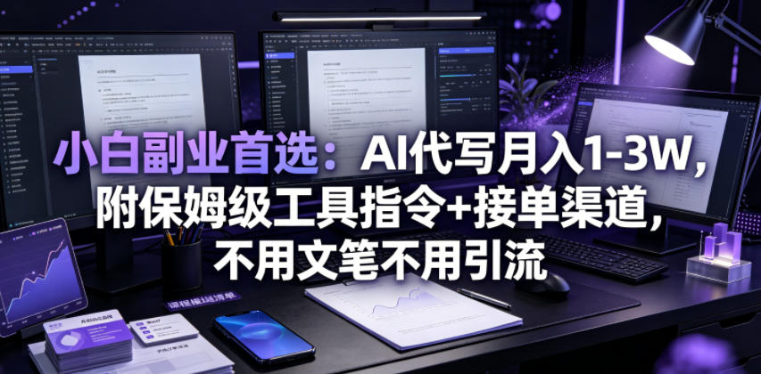 小白副业首选：AI代写月入1-3W，附保姆级工具指令+接单渠道，不用文笔不用引流【揭秘】-选优云网创