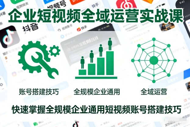 企业短视频全域运营实战课，快速掌握全规模企业通用短视频账号搭建技巧-选优云网创