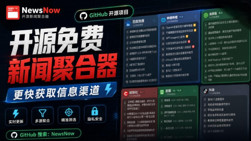 Github开源免费新闻聚合器，更快的获取信息渠道！实时热点聚集，支持主流国内外平台内容显示newsnow-选优云网创