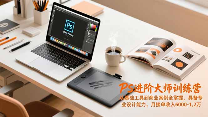 PS进阶大师训练营，从基础工具到商业案例全掌握，具备专业设计能力，月接单收入6000-1.2万-选优云网创