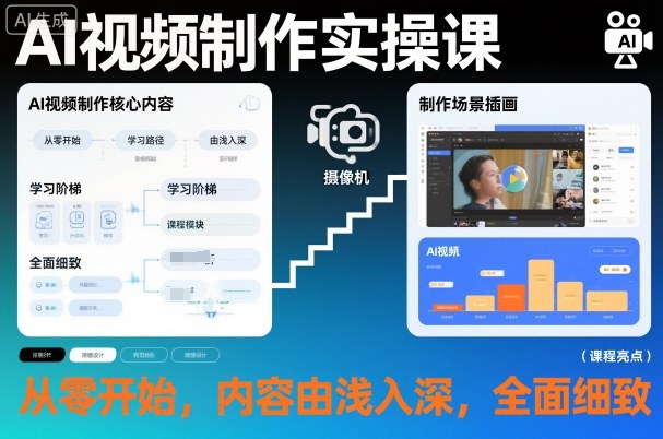 AI视频制作实操课，从零开始，内容由浅入深，全面细致-选优云网创